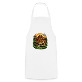 Leopard at sunrise - Cooking Apron - white - Front - AI Model Male 185 dark (185cm)