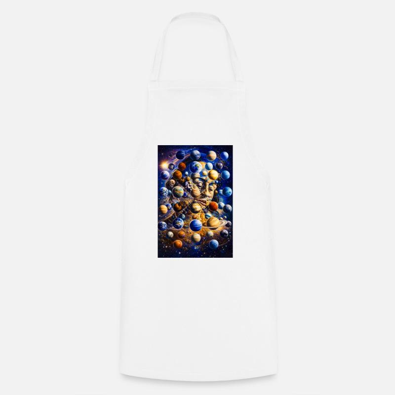 Cosmic Planet Portrait - Cooking Apron - white