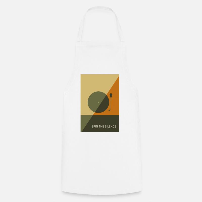 Spin The Silence – Minimal Record Poster - Kochschürze - Weiß