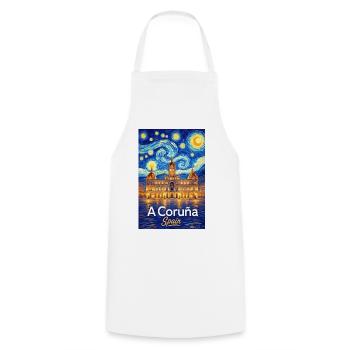 À La Corogne, Espagne - Tablier de cuisine - blanc - Devant - AI Model Male 185 dark (185cm)