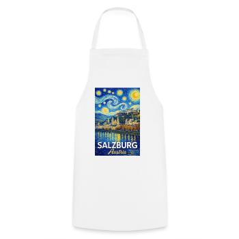 Salzburg, Austria - Cooking Apron - white - Front - AI Model Male 185 dark (185cm)