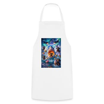 Shark, Dogs and Donuts – Surreal Scene - Cooking Apron - white - Front - AI Model Male 185 dark (185cm)
