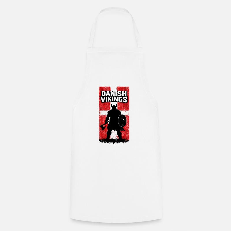 Vikings danois – Drapeau du Danemark du guerrier viking - Tablier de cuisine - blanc