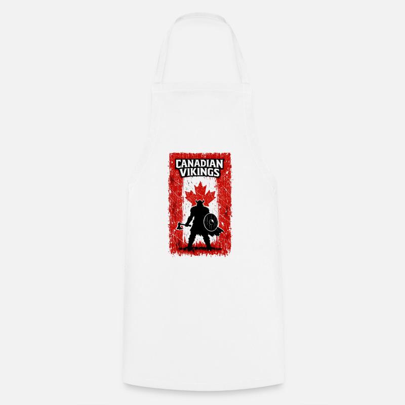 Vikings canadiens – Drapeau du Guerrier viking du Canada - Tablier de cuisine - blanc