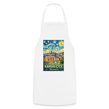 Kansas City, Missouri - Cooking Apron - white - Front - AI Model Male 185 dark (185cm)