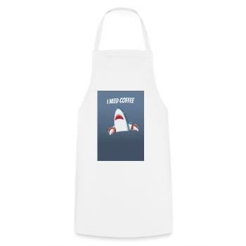 I Need Coffee Funny Shark Design - Kochschürze - Weiß - Vorne - AI Model Male 185 dark (185cm)