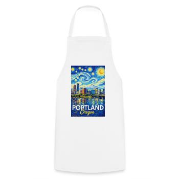 Portland Oregon - Kochschürze - Weiß - Vorne - AI Model Male 185 dark (185cm)