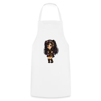 Steampunk chibi Luna with Purple Sparkle - Cooking Apron - white - Front - AI Model Male 185 dark (185cm)