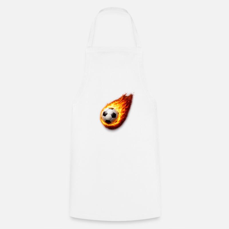 Flaming Soccer Ball - Cooking Apron - white