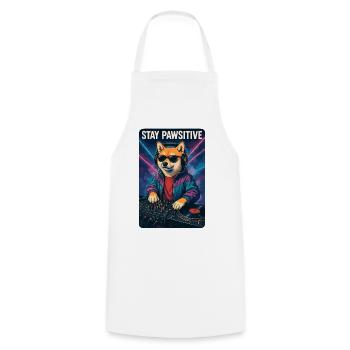 Shiba Inu DJ Stay Pawsitive Streetwear Club - Kochschürze - Weiß - Vorne - AI Model Male 185 dark (185cm)