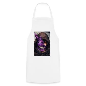 Demon Mask in Hoodie - Cooking Apron - white - Front - AI Model Male 185 dark (185cm)