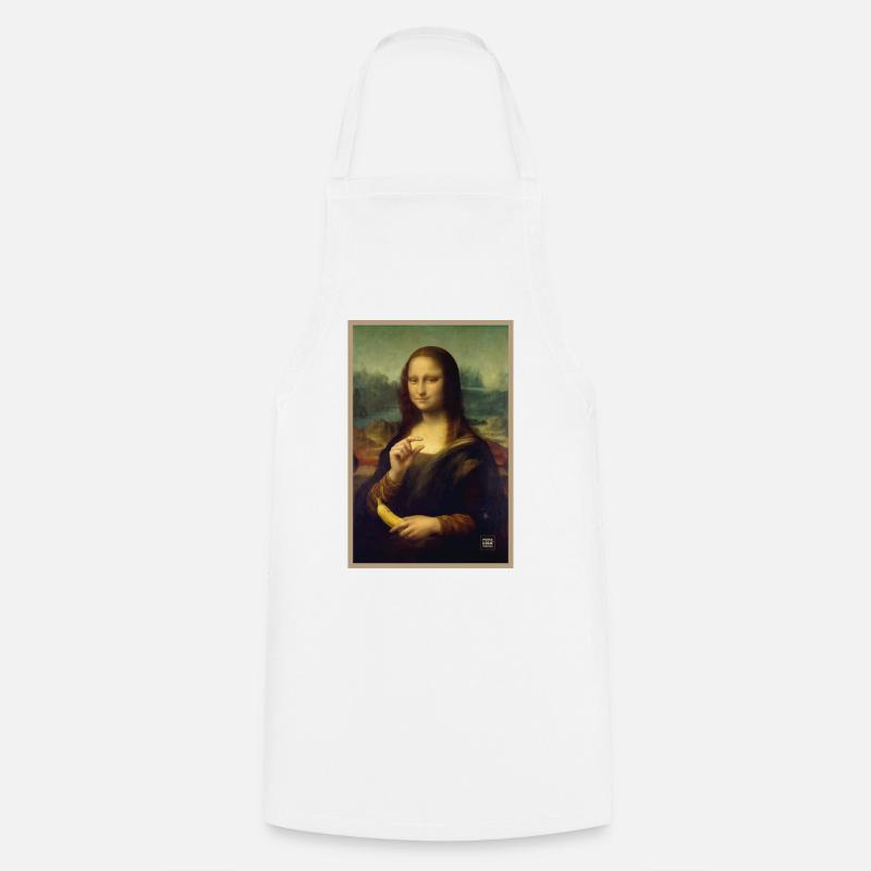 Mona Lisa Banana Scale - Cooking Apron - white