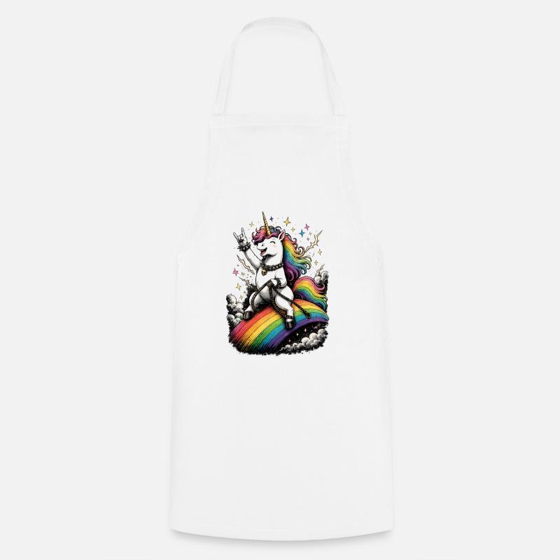 Unicorn on rainbow stage - Cooking Apron - white