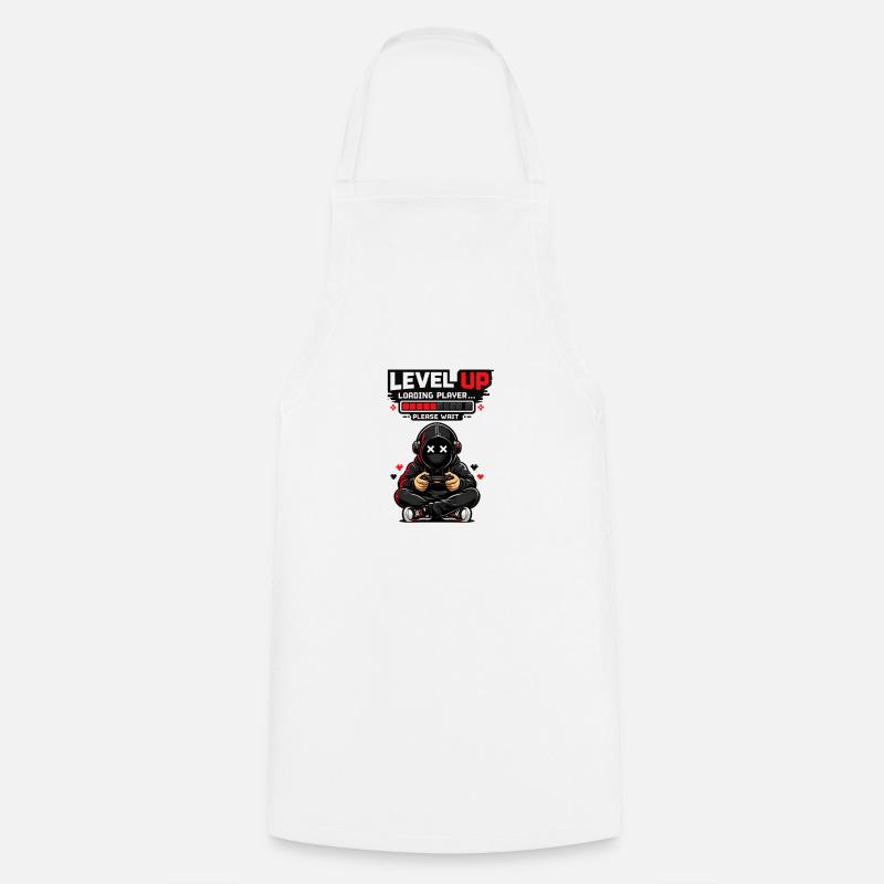 Level Up Loading Pixel Hero - Cooking Apron - white