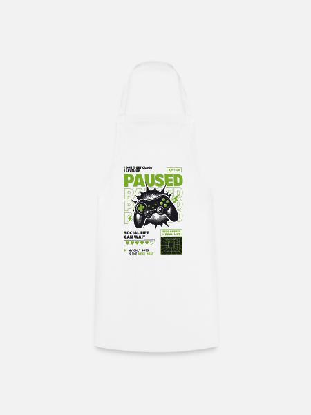 Paused Player XP Gaming Design - Kochschürze - Weiß