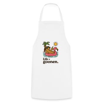 Sunbathing Dog on Flamingo Float - Cooking Apron - white - Front - AI Model Male 185 dark (185cm)