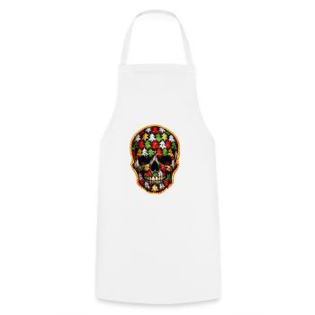 Totenkopf mit Tannenbaummotiv . 1 - Kochschürze - Weiß - Vorne - AI Model Male 185 dark (185cm)