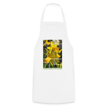 Le printemps commence, l’espoir fleurit – Daffodil Spring Desig - Tablier de cuisine - blanc - Devant - AI Model Male 185 dark (185cm)