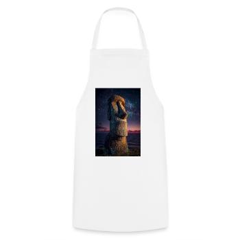 Sternenklare Moai an einem kosmischen Ufer - Kochschürze - Weiß - Vorne - AI Model Male 185 dark (185cm)