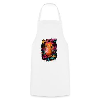 Ambiances tropicales positives - Tablier de cuisine - blanc - Devant - AI Model Male 185 dark (185cm)