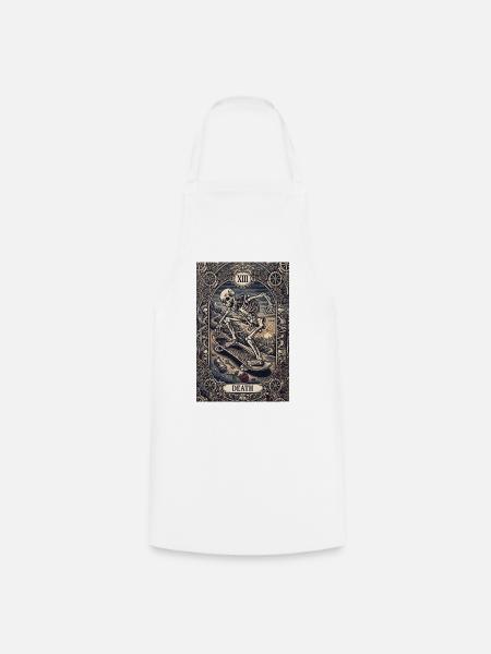 Tod auf Skateboard-Tarot-Skelett - Kochschürze - Weiß