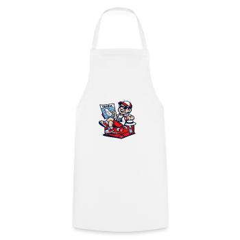 Souvenir de design de voyage en Serbie : vacances dans les Balkans - Tablier de cuisine - blanc - Devant - AI Model Male 185 dark (185cm)