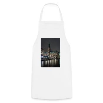 L’hôtel de ville de Hambourg illuminé la nuit - Tablier de cuisine - blanc - Devant - AI Model Male 185 dark (185cm)