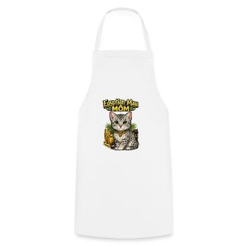 Egyptian Mau Mom Illustration - Cooking Apron - white - Front - AI Model Male 185 dark (185cm)