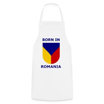 Né en Roumanie Shield - Tablier de cuisine - blanc - Devant - AI Model Male 185 dark (185cm)