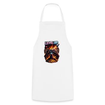 Level Up: Fire, Coins & Controllers - Cooking Apron - white - Front - AI Model Male 185 dark (185cm)