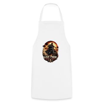 Live Free Ride Hard Biker - Cooking Apron - white - Front - AI Model Male 185 dark (185cm)
