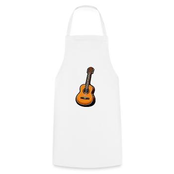 Orange Klassikgitarre auf Schwarz - Kochschürze - Weiß - Vorne - AI Model Male 185 dark (185cm)