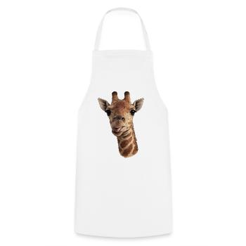 Giraffenkopf mit Zunge - Nahaufnahme - Kochschürze - Weiß - Vorne - AI Model Male 185 dark (185cm)