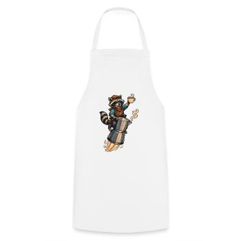 Kaffee Raketen-Waschbär - Kochschürze - Weiß - Vorne - AI Model Male 185 dark (185cm)
