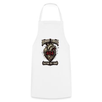 Human Error – Emotion Not Found - Cooking Apron - white - Front - AI Model Male 185 dark (185cm)
