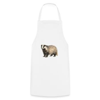 Watercolor Badger Illustration - Cooking Apron - white - Front - AI Model Male 185 dark (185cm)