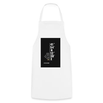 Rom Koordinaten Poster Minimalistisch - Kochschürze - Weiß - Vorne - AI Model Male 185 dark (185cm)
