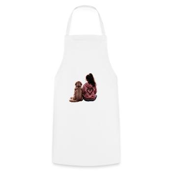 Girl with Goldie - Cooking Apron - white - Front - AI Model Male 185 dark (185cm)