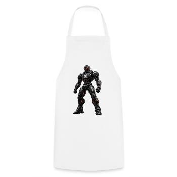 Guerrier Mech modifié par l’IA - Tablier de cuisine - blanc - Devant - AI Model Male 185 dark (185cm)