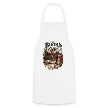 Books and Coffee - Cooking Apron - white - Front - AI Model Male 185 dark (185cm)