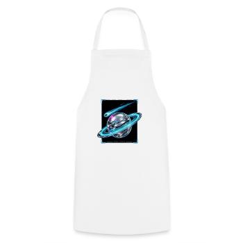 Saturn's neon Orb - Cooking Apron - white - Front - AI Model Male 185 dark (185cm)