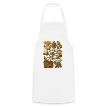 Mushrooms in the forest – botanical illustration - Cooking Apron - white - Front - AI Model Male 185 dark (185cm)