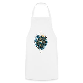 Boussole Polynésienne - Esprit Océan & Voyage - Tablier de cuisine - blanc - Devant - AI Model Male 185 dark (185cm)