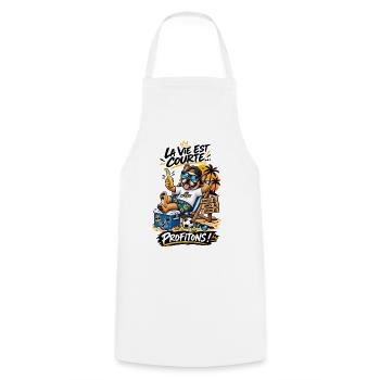 Chien détendu plage No Stress - Tablier de cuisine - blanc - Devant - AI Model Male 185 dark (185cm)