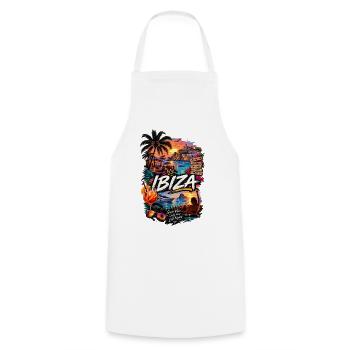 Ibiza Feeling  - Kochschürze - Weiß - Vorne - AI Model Male 185 dark (185cm)