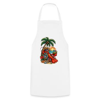 Homard hawaïen sur la plage - Tablier de cuisine - blanc - Devant - AI Model Male 185 dark (185cm)