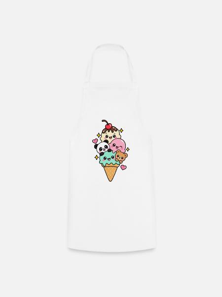Kawaii-Eiscreme - Kochschürze - Weiß