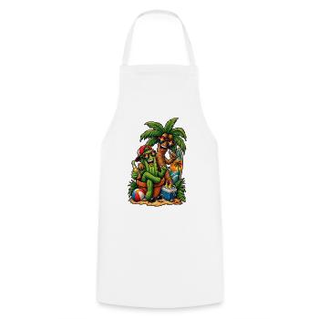 Cactus & Palmier : Fête de surfeurs d’été - Tablier de cuisine - blanc - Devant - AI Model Male 185 dark (185cm)