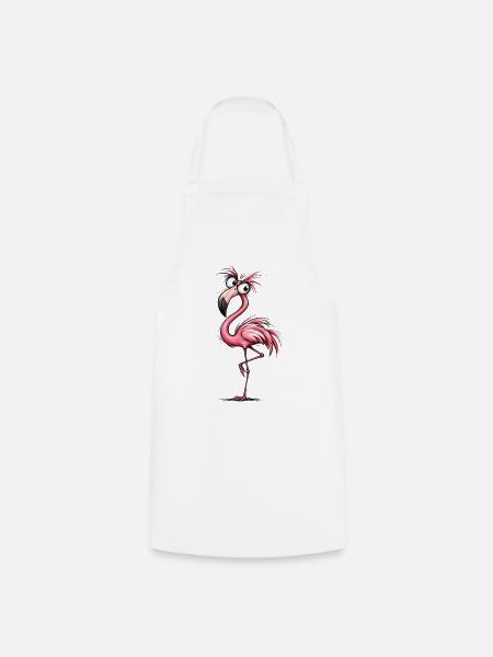 Flamingo Karikatur Pink Groove - Kochschürze - Weiß