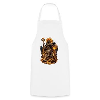Guerrier du Soleil Égyptien - Tablier de cuisine - blanc - Devant - AI Model Male 185 dark (185cm)